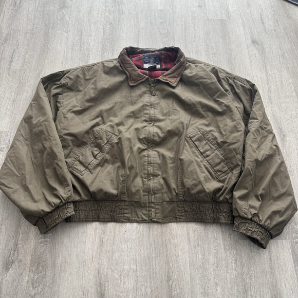 Vintage GAP Bomber Zip Up Brown Leather Jacket Detroit Style Lined Size XL